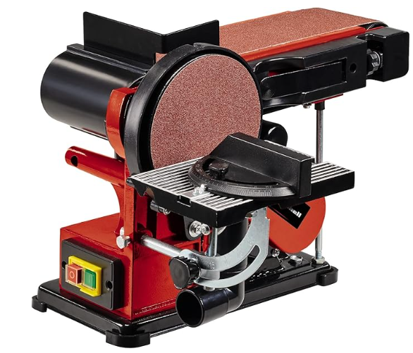 Einhell Esmeriladora de disco y banda vertical TC-US 380 (380 W, vel. de banda de lijado 292 m/min, disco de lijado vel. 1450 min-1, incl. 1 banda de lijado K80 y 1 papel de lija de disco K 80)