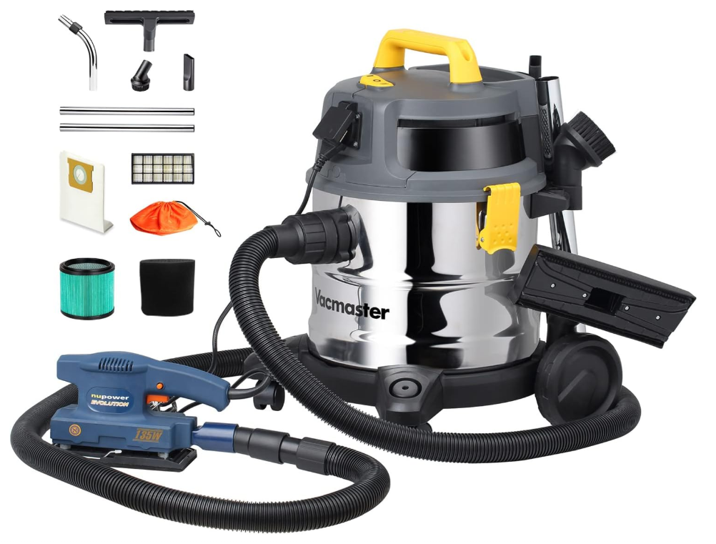 Vacmaster VK1620SWC 1600W 20L Aspiradoras en seco y húmedo Acero Inoxidable Industrial Aspirador con HEPA 13 Filtración.