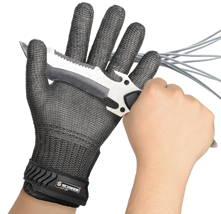 guantes de acero inoxidable reforzados